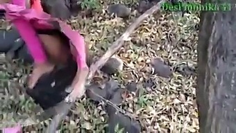 Desi Girlfriend Engages In Sexual Activity In A Jungle Setting