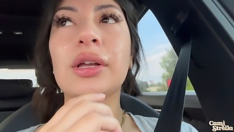 Public Display Of Latina'S Oral Skills Leads To Face Covered In Cum