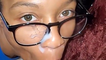 Ebony Woman Gets Covered In Semen