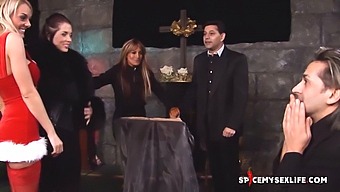 Add Some Excitement To My Love Life - Blonde Santa Visits Church With A Priest And A Nun